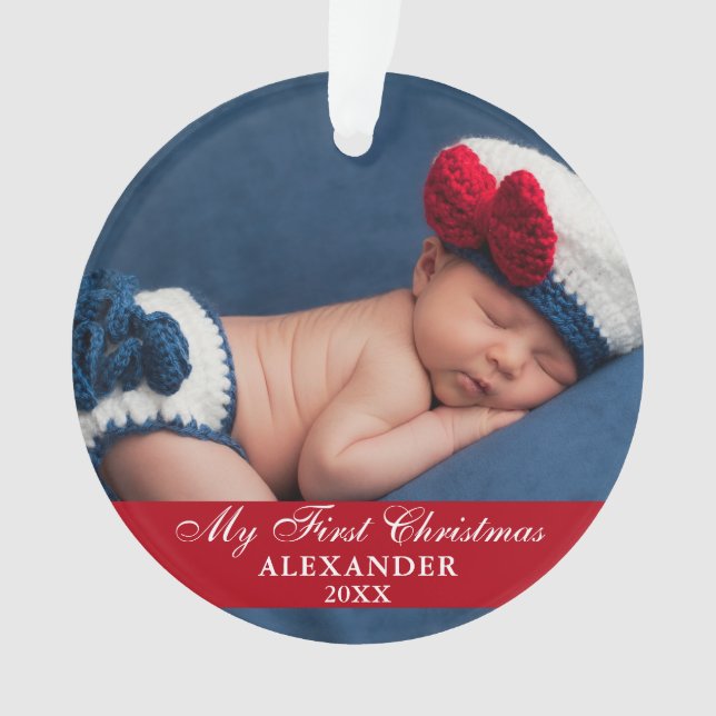 Adorno Mi primer bebé de Navidad rojo (Anverso)