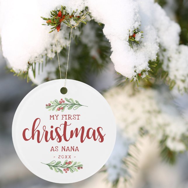 Adorno Mi Primer Navidad como Nana Greenery (My First Christmas as Nana Greenery Ornament)