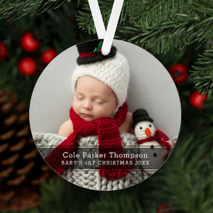 Adorno Mi primer Navidad con franja negra Foto de bebé pe