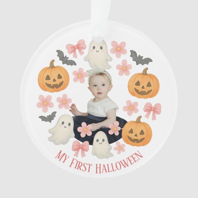Adorno Mi primera Halloween | Calabaza y guirnalda (Anverso)