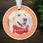 Adorno Mi primera Mascota navideña para siempre - moderna<br><div class="desc">Este diseño simple y clásico está compuesto por tipografía de la síspera y agrega una foto personalizado. "Mi primera Navidad en mi casa para siempre" rodea la foto del personalizado.</div>