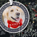 Adorno Mi primera Mascota navideña para siempre - moderna<br><div class="desc">Este diseño simple y clásico está compuesto por tipografía de la síspera y agrega una foto personalizado. "Mi primera Navidad en mi casa para siempre" rodea la foto del personalizado.</div>