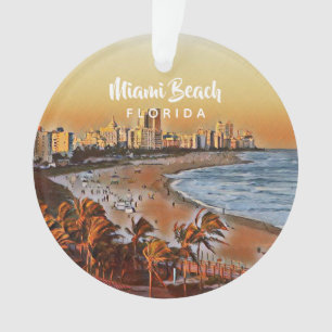 Adorno Miami Beach Florida Vintage Watercolor Art