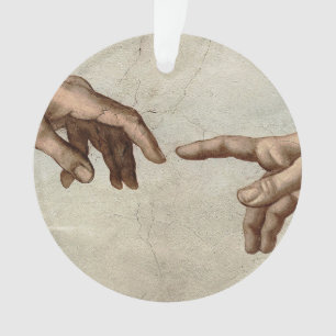 Adorno Michaelangelo manos creación adam dios
