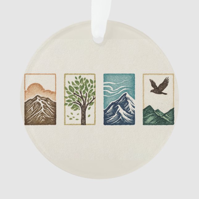 Adorno Minimal Nature Set – Mountain & Tree Art (Anverso)