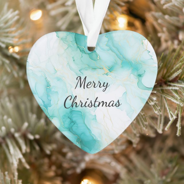 Adorno Mint Aqua Pearl Gold Marble (Árbol)