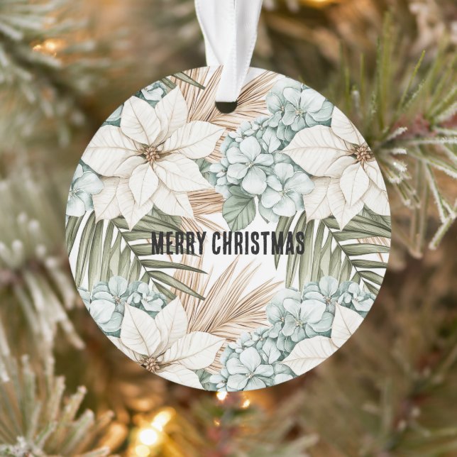 Adorno Mint Blue Floral Tropical Coast Beach Christmas (Árbol)