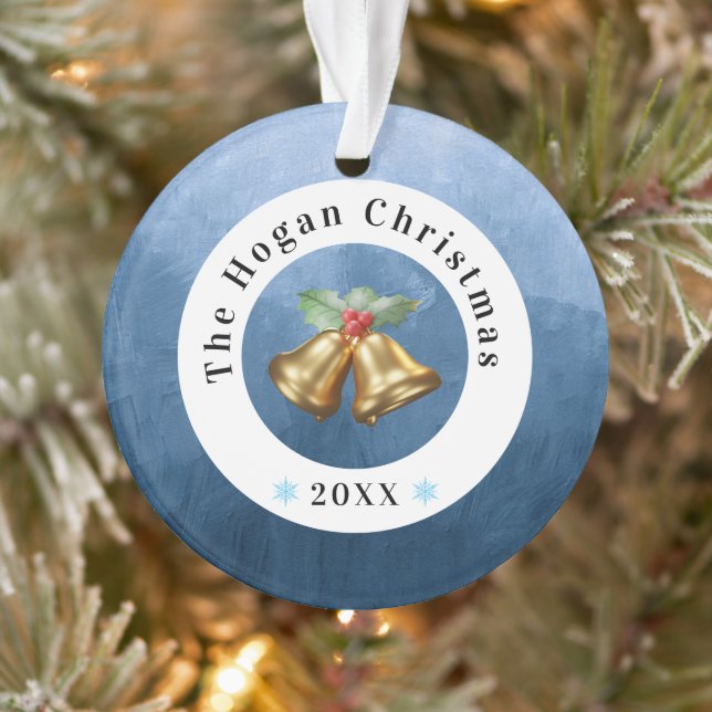 Adorno Mistletoe de las campanas azul y blanca | Navidade (Árbol)