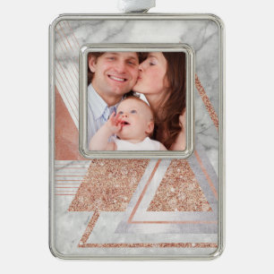 Adorno moda escandinava rosa de mármol blanco geométrico 