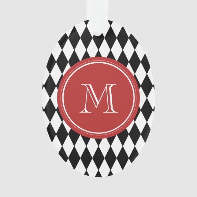 Adorno Modelo blanco negro del Harlequin, monograma rojo (Anverso)