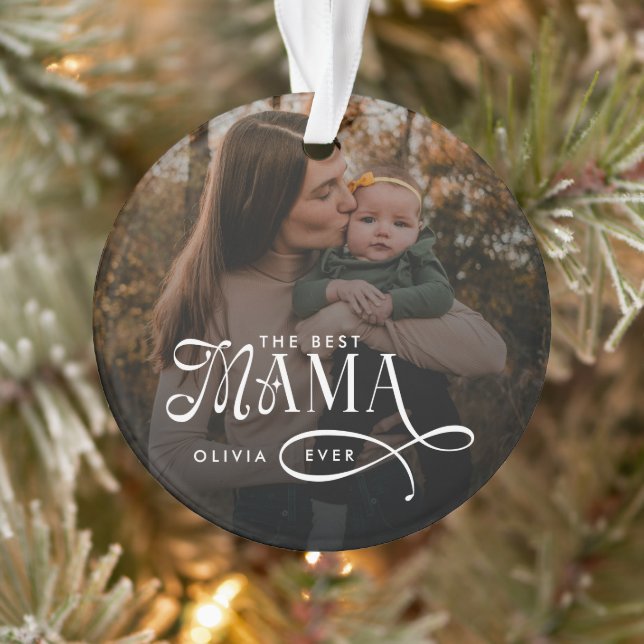 Adorno Modern Best Mama Ever Photo Mothers Day Gifts (Árbol)