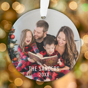 Adorno Modern Family Christmas Photo Script, merry 