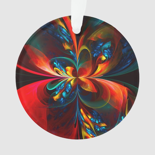 Adorno Modern Floral Resumen Art Naranja Patrón Azul #14 (Anverso)