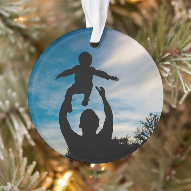 Adorno Modern Overlay Personalized Photo Ornament (Árbol)