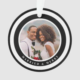 Adorno Moderna foto navideña casada y morada