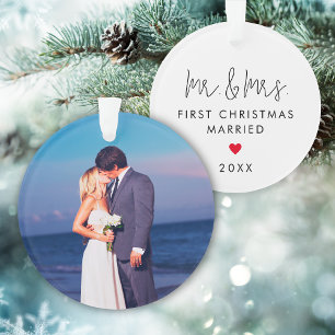 Adorno Moderna primera Navidad casados foto personalizada