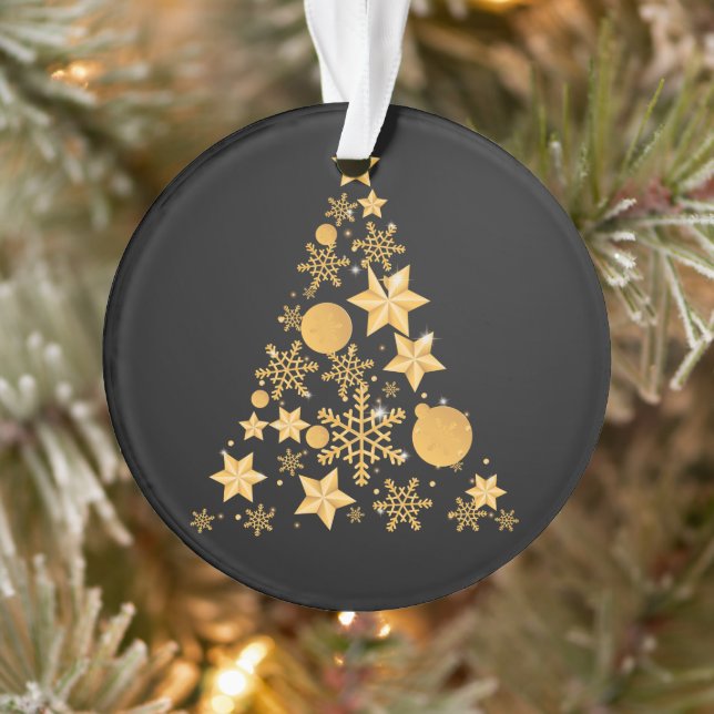 Adorno Moderno árbol de navidad con copos de nieve de oro (Árbol)