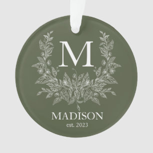 Adorno Moderno monograma de vacaciones rusticas Olive Dra