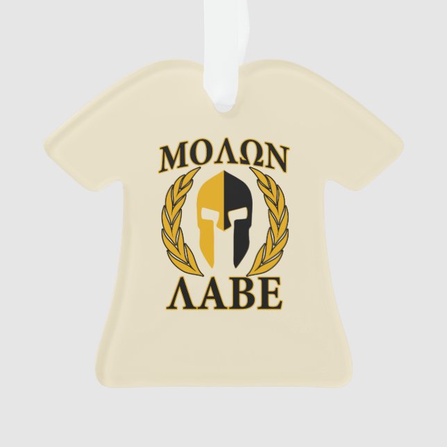 Adorno Molon Labe Spartan Helmet Laureles cálidos Beige (Anverso)