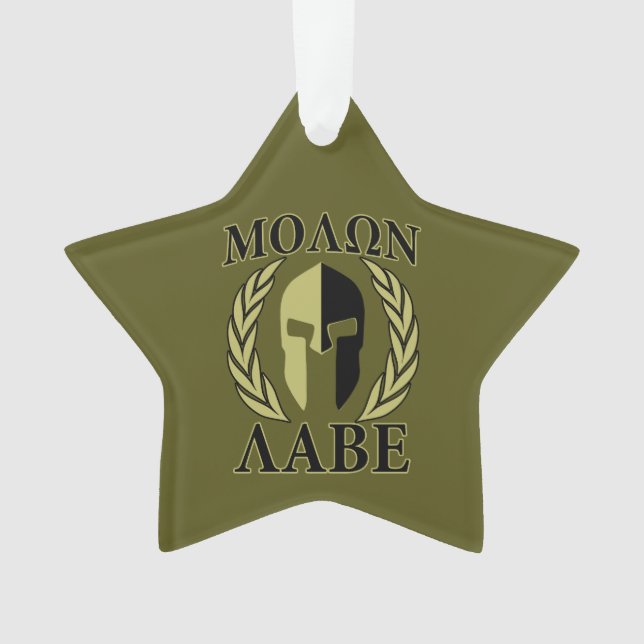 Adorno Molon Labe Spartan Helmet Laurelles Olive Green (Anverso)