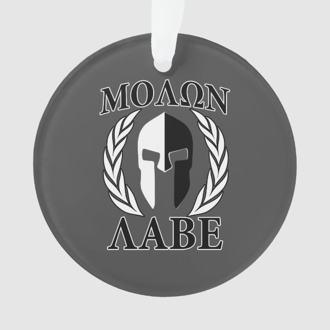 Adorno Molon Labe Spartan Mask Laurels Black & White (Anverso)