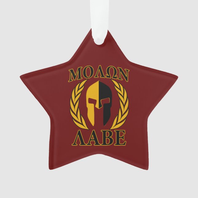 Adorno Molon Labe Spartan Mask Laurels Burgundy Red (Anverso)