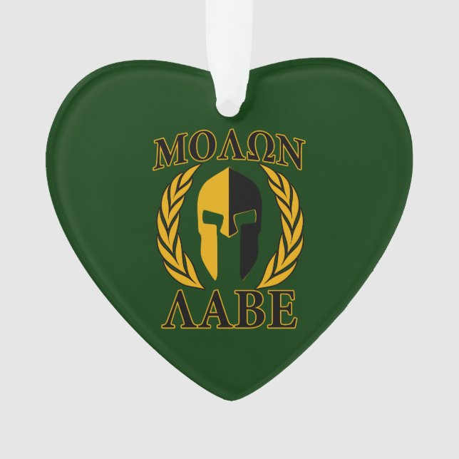 Adorno Molon Labe Spartan Mask Laurels on Green (Anverso)