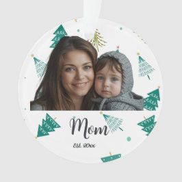 Adorno Mom Established Year Christmas Tree Modern Script 