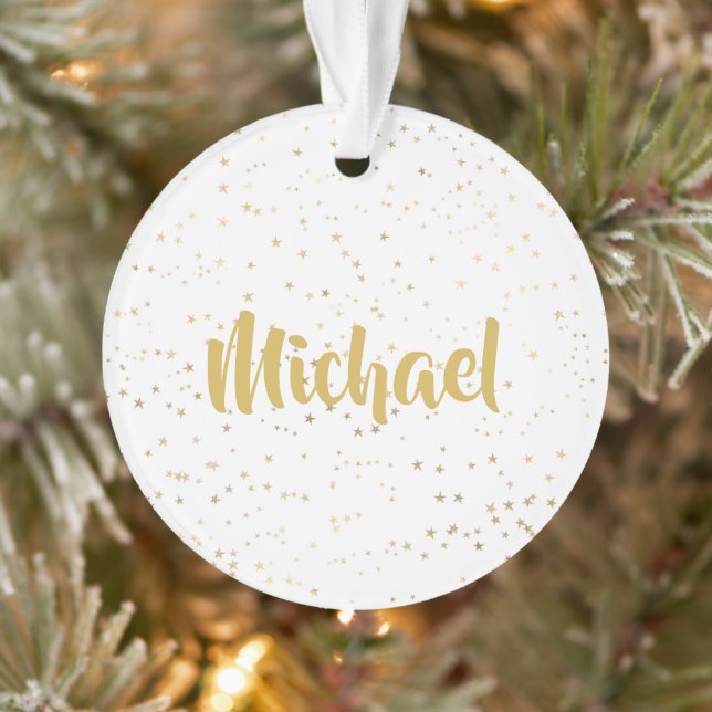Adorno Monograma de nombre personalizado blanco dorado (Árbol)