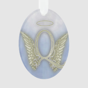 Adorno Monograma del ángel de la letra Q