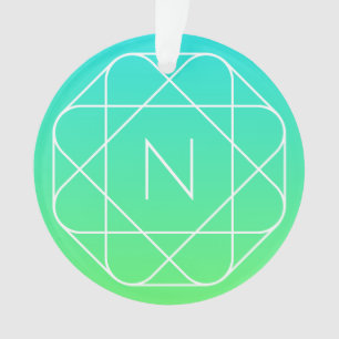 Adorno Monograma geométrico de Guay Ombre verde azul y