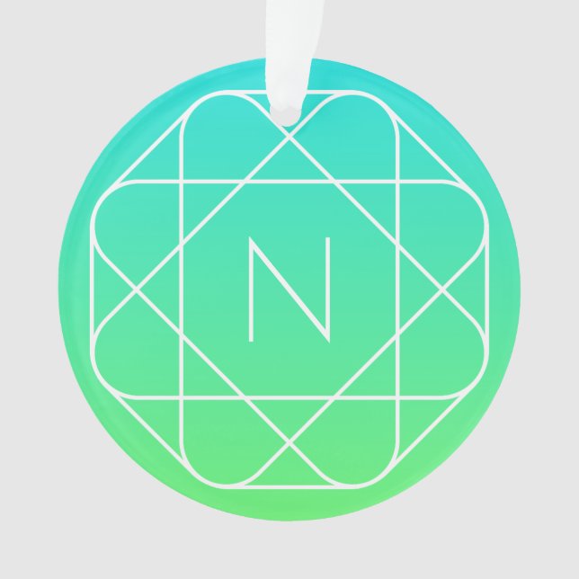 Adorno Monograma geométrico de Guay | Ombre verde azul y  (Anverso)