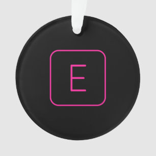 Adorno Monograma Inicial de Estilo Moderno   Rosa y Negro