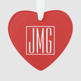 Adorno Monograma inicial | Rojo y blanco (o color mareado