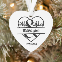 Adorno Monograma Nombre de Boda Corazón Fiesta de Navidad