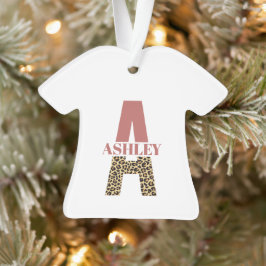 Adorno Monograma personalizado Una huella de leopardo ros