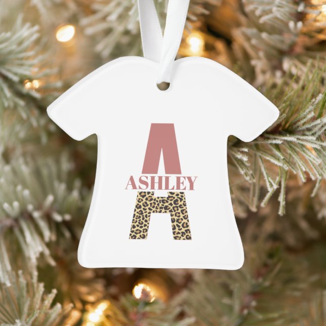 Adorno Monograma personalizado Una huella de leopardo ros (Árbol)