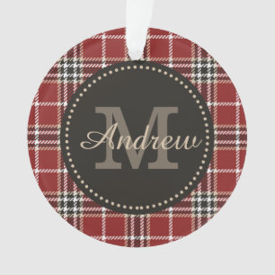 Adorno Monograma Tartan Plaid Personalizado Holiday Templ