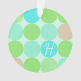Adorno Monograma verde azul turquesa y círculo Naranja