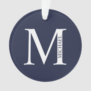 Adorno Monograma y nombre personalizados del azul marino