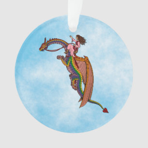 Adorno Montando en el dragón arcoiris
