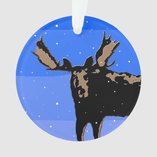 Adorno Moose in Winter - Original Wildlife Art (Anverso)