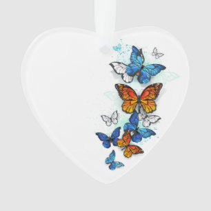Adorno Morfo y monarca de las mariposas voladoras