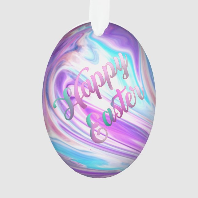 Adorno Morple Blue Swirls Feliz Huevo de Pascua (Reverso)