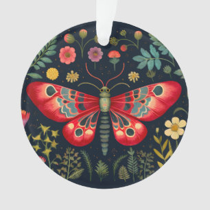 Adorno Moth Roja En El Jardín Nocturno