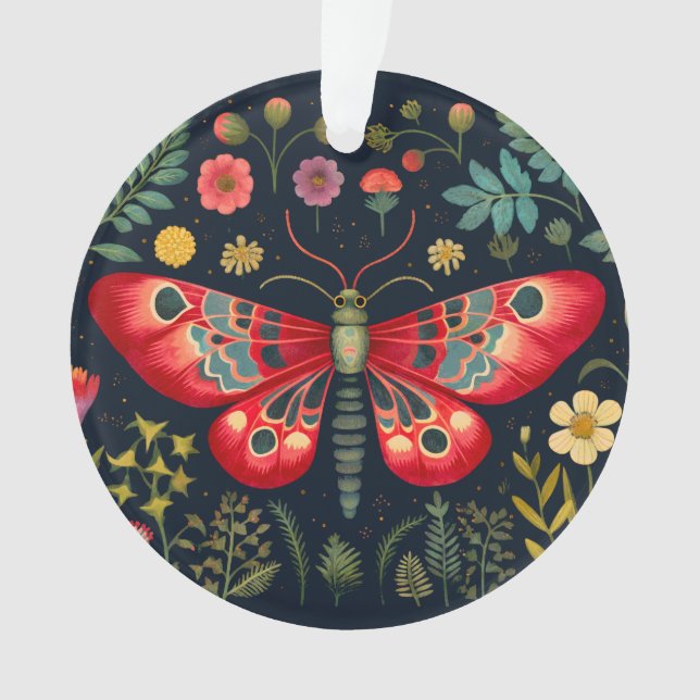 Adorno Moth Roja En El Jardín Nocturno (Anverso)