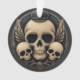 Adorno Motivo de Calavera en una Paleta Monocroma