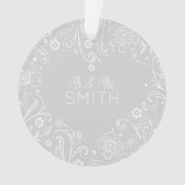 Adorno MR&MRS NOMBRE Boda DATE Keepsake Doodle Heart