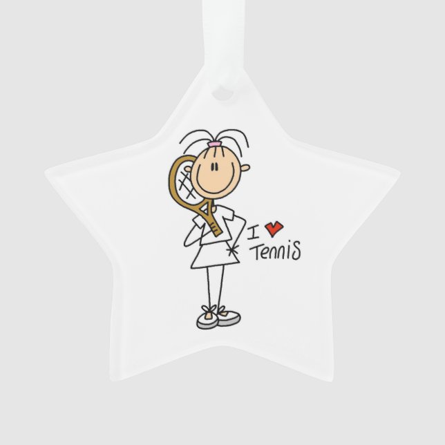 Adorno Mujer I Love Tennis Acrylic Ornament (Anverso)