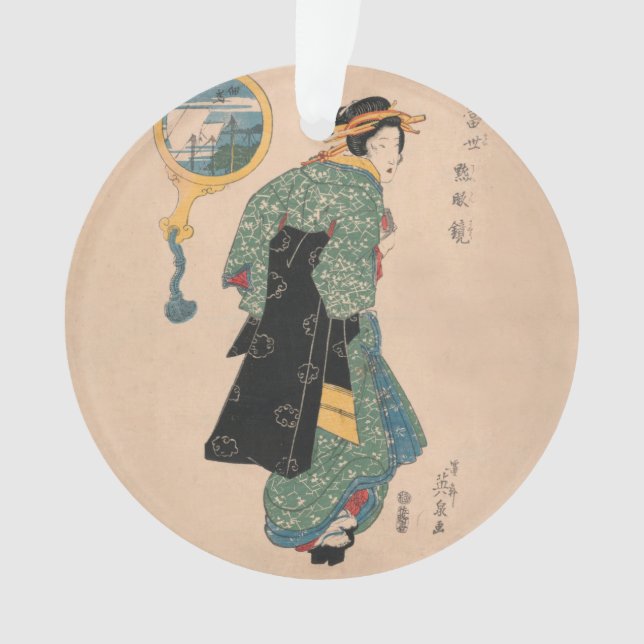 Adorno Mujer kimono japonesa: Impresión de bloque de made (Anverso)